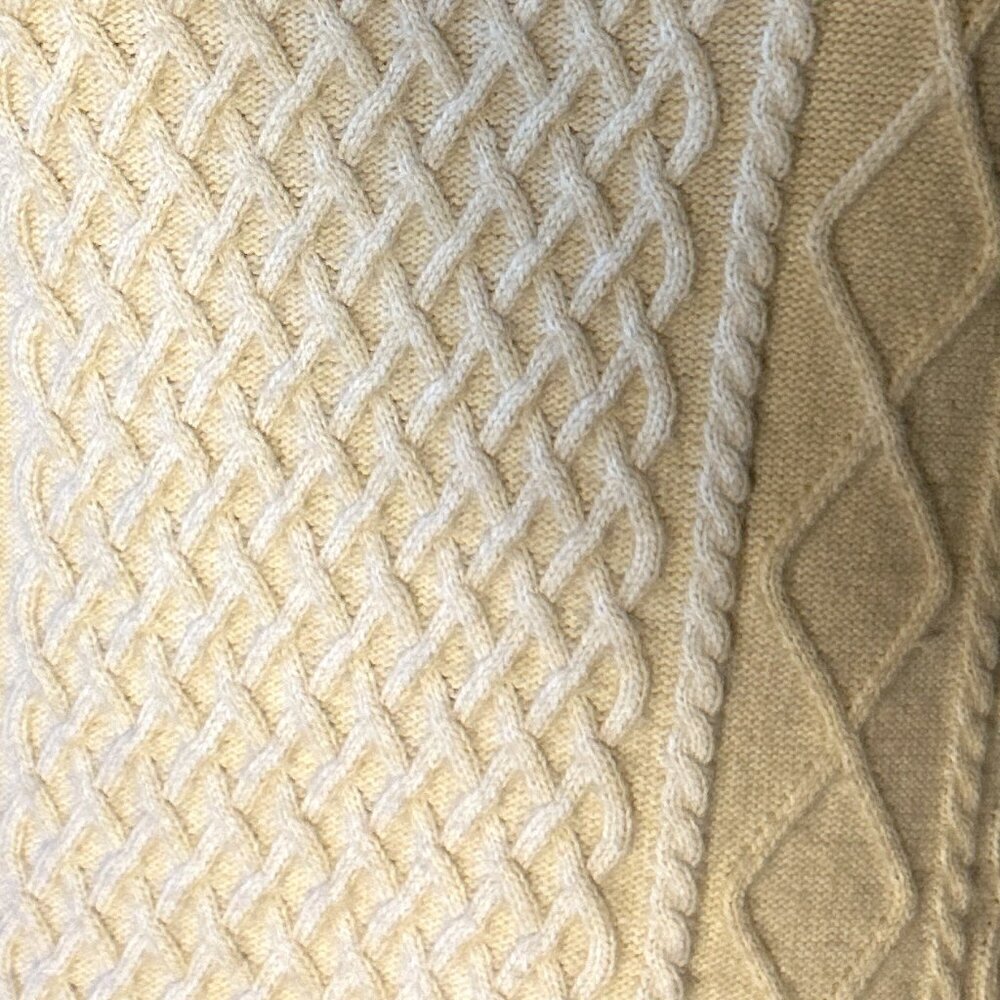 H&M SZ L Cream Cable-Knit Bodycon Wool Blend Sweater Dress Layering Classic - Picture 8 of 11
